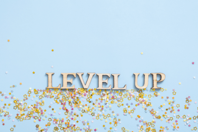 LEVEL UPの文字