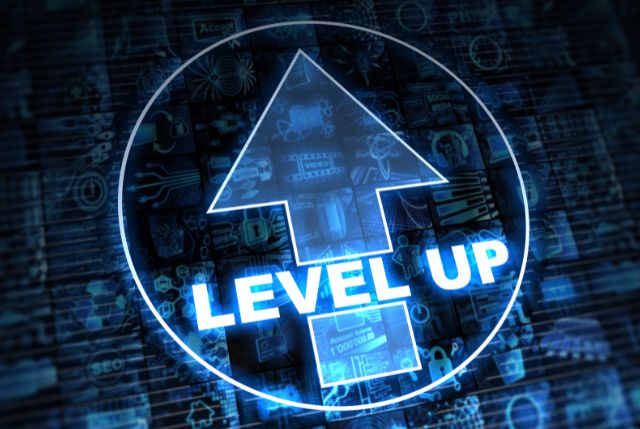 LEVEL UPの文字と上向きの矢印