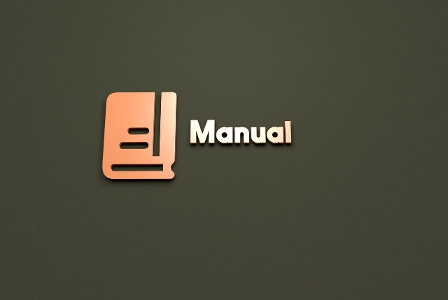 Manualの文字とマニュアル本のイラスト