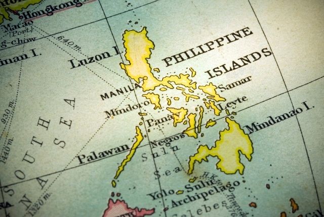 世界地図上のフィリピンの地図